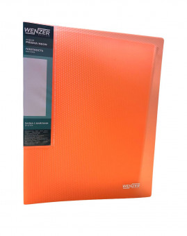 Папка с 30 вкладышами А4, WENZER OFFiCE, PRISMA NEON 600 мкм, 20 мм, эффект 3D, оранжевый, 23082024