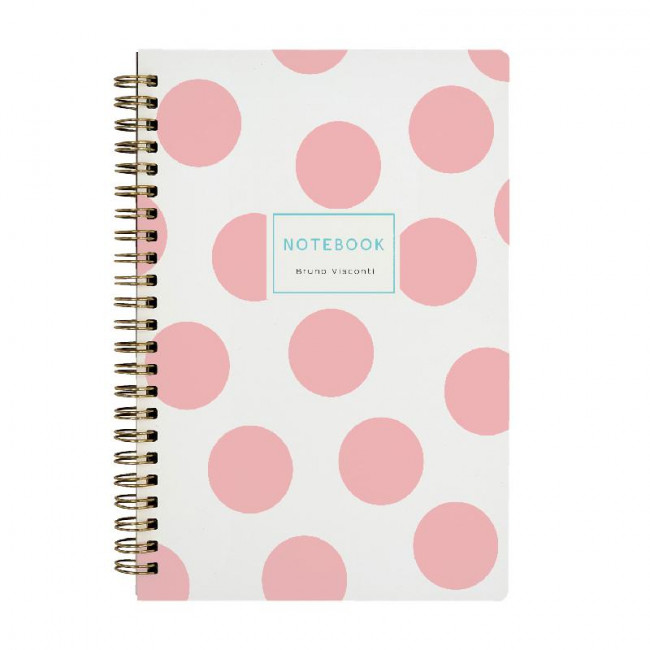 Тетрадь A5 60л клетка, на гребне, "Salmon polka dots". BV/7-60-201/14 (20)