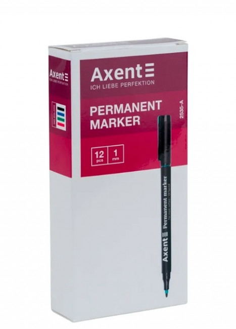 Маркер Permanent 2535-A, 1 мм круглый зеленый, AXENT (12)