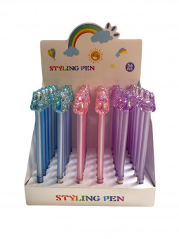 Ручка шариковая синяя Магистр "Мишка", прозрачный пластиковый корпус (36)