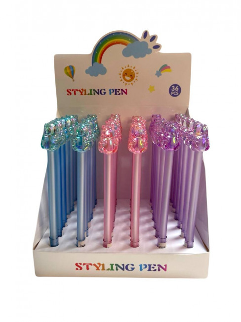 Ручка шариковая синяя Магистр "Мишка", прозрачный пластиковый корпус (36)