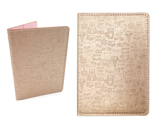 Обложка для паспорта "Котики" розовое золото, тиснение, CE-6016/CB-395 (2/2/500)