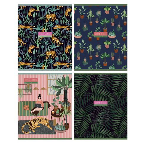 Тетрадь общая А5 скоба 96л. одна линия "Urban jungle" (ассорти) BG (4/32)