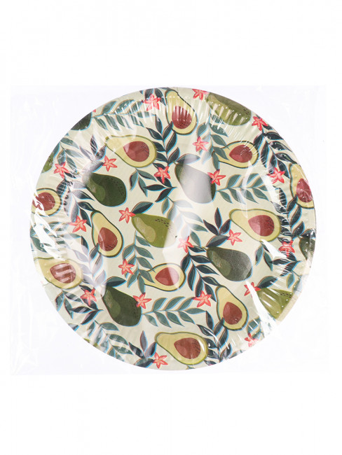 Тарелка бумажная Ветви авокадо (23 см, 6 шт) флоупак ФЛ-6212