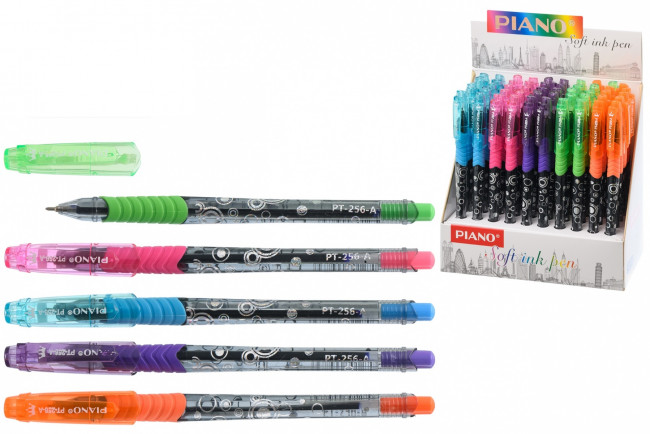 Ручка шариковая 0,7мм синяя "Piano Tourist", на масляной основе, полупрозрачный ассорти корпус, PIANO/PT-256-A (50)