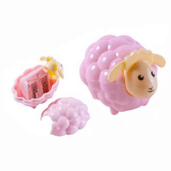 Точилка пластиковая, LAMB, 1 отверстие для заточки, с контейнером для стружки, ассорти 4 цвета, ОПП-упаковка