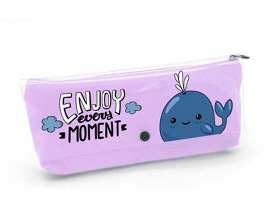 Пенал   BY-502  "Кит" фиолетовый с прозрачным силиконовым клапаном на кнопке  (1/1/2)