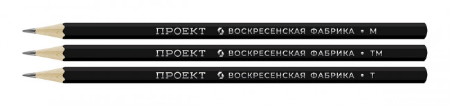 Набор графитных карандашей ОПП 3шт М(B), ТМ(HB), Т(H), заточенный, "Проект" ВКФ/3P-4010 (10)