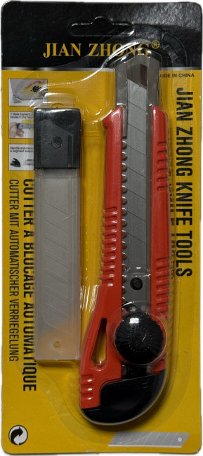 Нож канцелярский 18 мм с метал. направляющими, с запасными лезвиями 10шт, MiC/AD329 (24) Нож канцелярский 18 мм с метал. направляющими, с запасными лезвиями 10шт, MiC/AD329 (24)