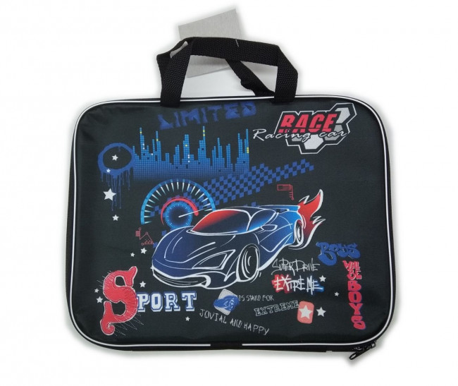 Папка для тетрадей "deVENTE. Racing" A4 (35x27x2 см) текстильная, на молнии с трех сторон, с текстильными ручками увеличенной длины 24 см