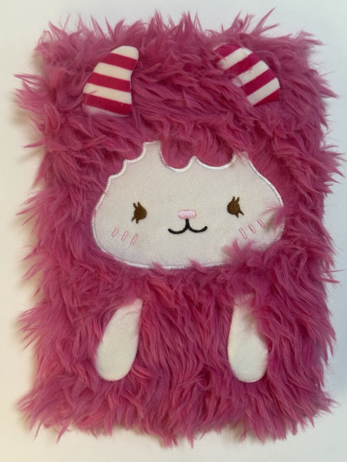 Блокнот детский А5 80л клетка "Милый пушистик" яркая, меховая обложка, MAG-1642