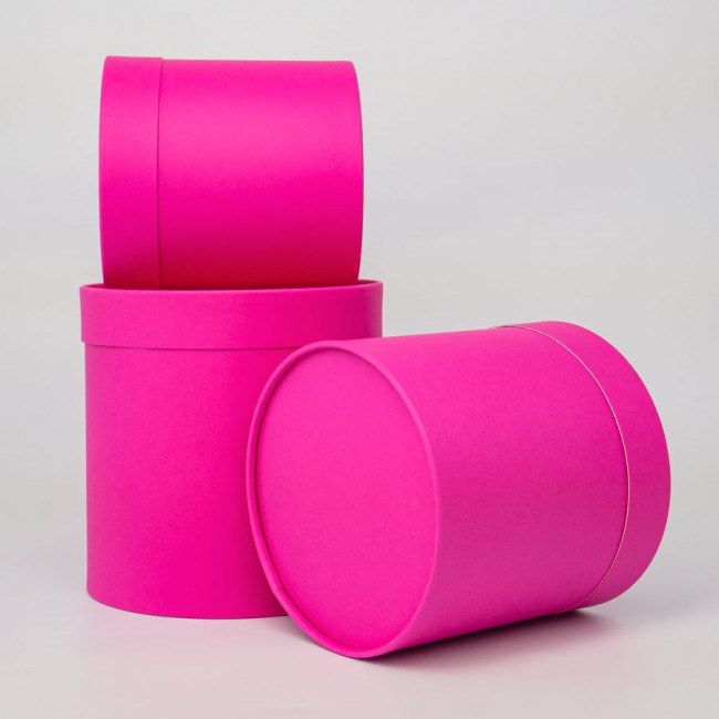 Набор коробок 3в1 "Цилиндр", d14-18см, цвет фуксия, Микрос/Ч37430