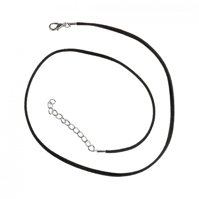 Шнур бархатный с замком 45см, 2.5мм, 01- черный, Zlatka/JP-010 №01