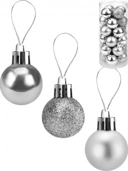 Набор ёлочных шаров "Новогоднее настроение", d 3см, серебряные, 24шт, MILAND/НУ-5614