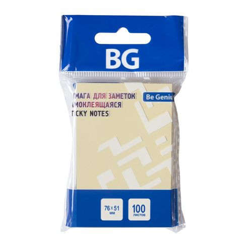 Бумага для заметок, 7,6*5,1 см, 100 л., самоклеящаяся, желтая ПАСТЕЛЬ, европодвес BG Бумага для заметок, 7,6*5,1 см, 100 л., самоклеящаяся, желтая ПАСТЕЛЬ, европодвес BG