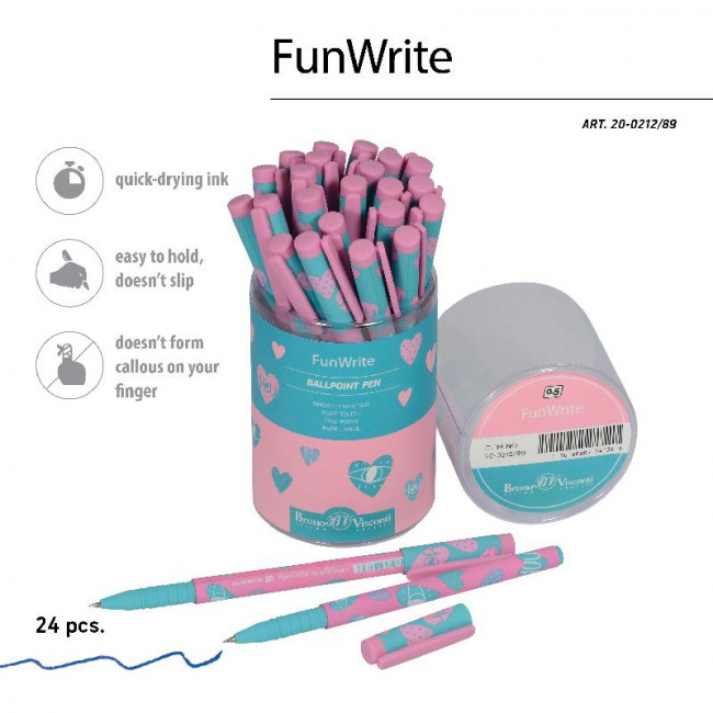 Ручка шариковая 0,5мм синяя "FunWrite. Сердечки. Эмоции. Роза", BV/20-0212/89 (24) Ручка шариковая 0,5мм синяя "FunWrite. Сердечки. Эмоции. Роза", BV/20-0212/89 (24)