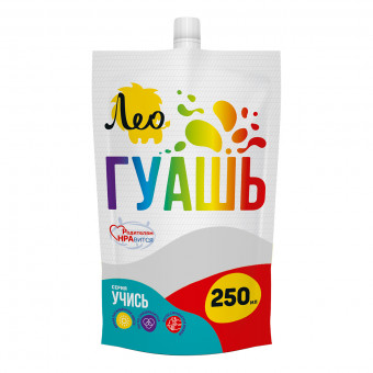 Краска гуашь 250мл, белая, Учись Лео/LGD-250 №102