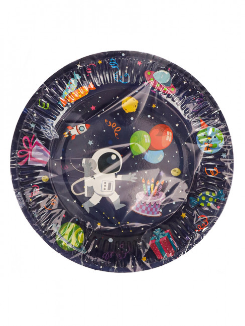 Тарелка бумажная Космос (23 см, 6 шт) флоупак ФЛ-6219