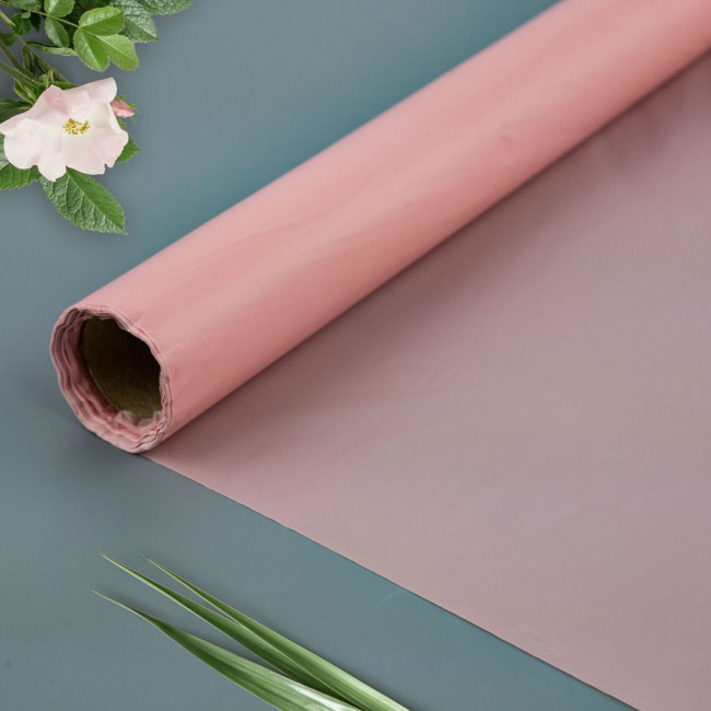 Пленка тишью влагостойкая 60см х 10м, нежно-розовая, 25мкр