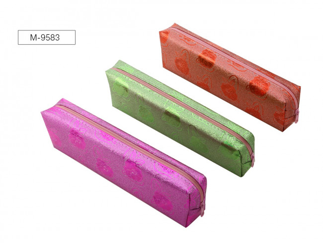 Пенал-косметичка FLO, 20х6х3 см, на молнии, ПВХ, ассорти 3 цвета, ОПП-упаковка