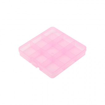 Коробка 13.5 x 13.7 x 2.3см, для шв. принадл., пластик, розовый/прозрачный, Gamma/OM-086