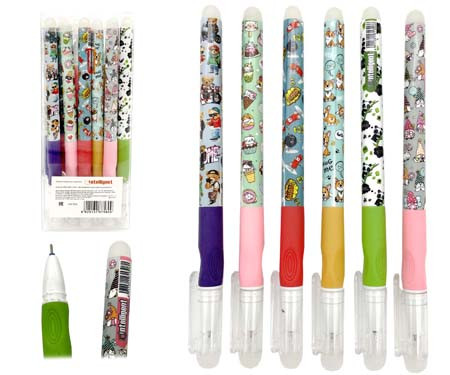 Ручка Шпион  "Пиши стирай" с ласт+термо INTELLIGENT CN-7592 (син) 0.5мм, игольчатый стержень, с грипом, цвета ассорти, в упаковке ПВХ (12/144/1728)