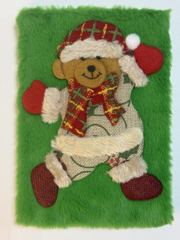 Блокнот детский А5 80л клетка "Новогодний медведь" яркая, меховая обложка, MAG-1648