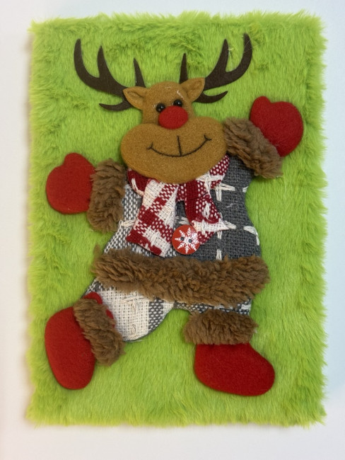 Блокнот детский А5 80л клетка "Новогодний медведь" яркая, меховая обложка, MAG-1648