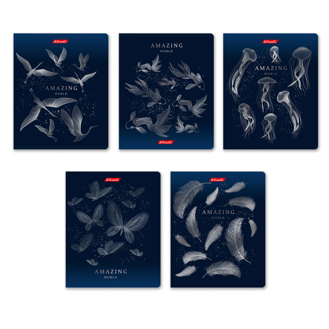 "Светоч"   96ТЕТк-007   Тетрадь ученическая общая, матовая ламинация + тиснение серебряной фольгой,   A5+   96 л.  на скобе   60 г/кв.м , белизна 100 %  .  клетка   в термоусадочной пленке 000770 Удивительная