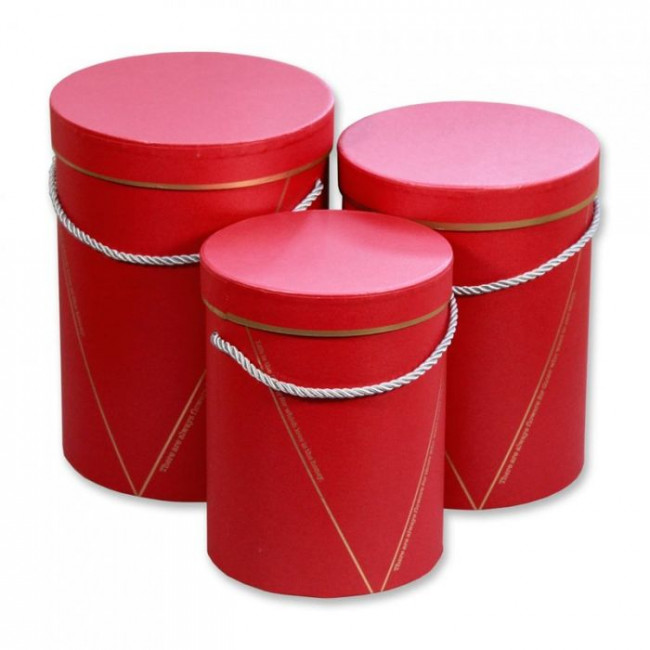 Набор коробок 3в1 "Цилиндр", d15-18см, цвет красный, Микрос/ч09409