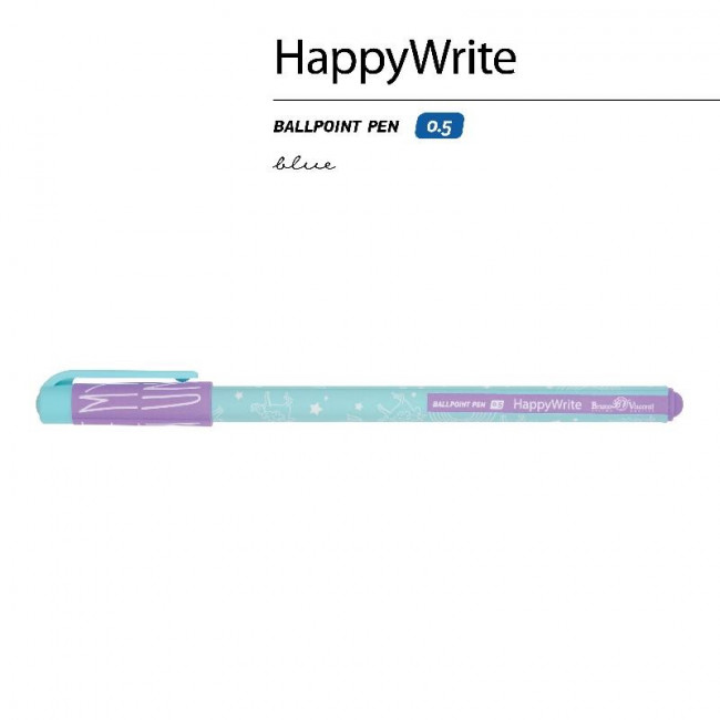 Ручка шариковая 0,5мм синяя "HappyClick. Зефирные животные. Единорог и радуга", BV/20-0215/54 (24)