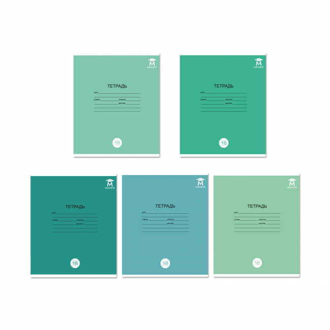 Тетрадь 18 клетка Магистр "Отличная зелёная", белизна 100% (5 дизайнов ассорти) (25/150)