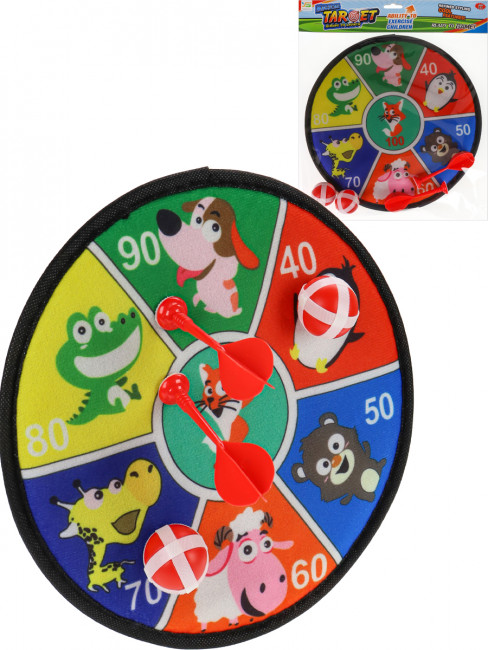 Дартс 35см "Животные" на липучке, 2 дротика, 2 шарика, Рыжий Кот/Y12793251