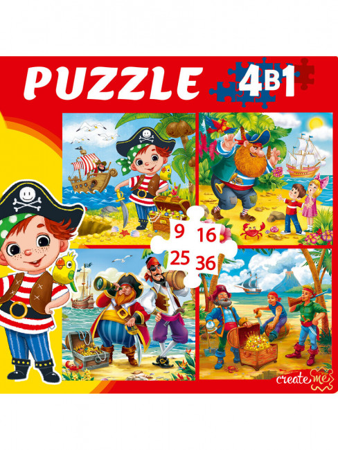 Пазлы 4в1 "Приключения пиратов", Рыжий Кот/П-8390