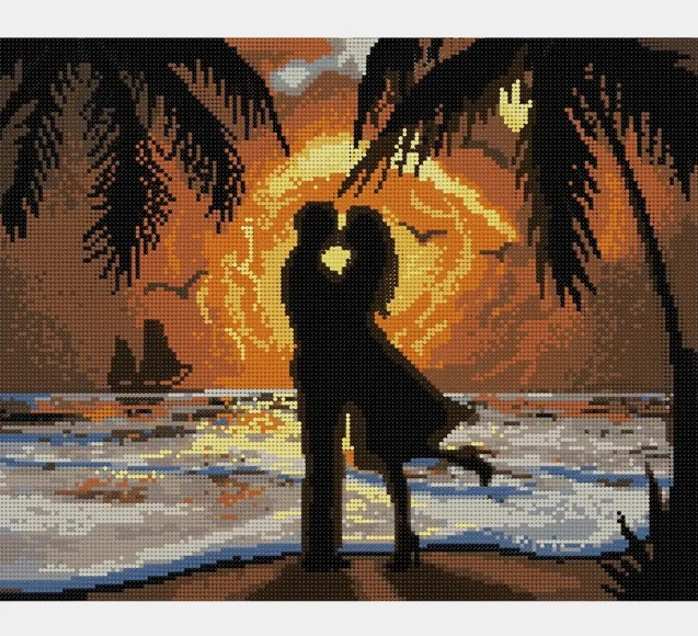 Алмазная мозаика 40*50 на подрамнике "Романтическое мгновение", полная выкладка, ALM066