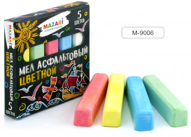 Мел асфальтовый цветной, 5 цветов, карт.коробка
