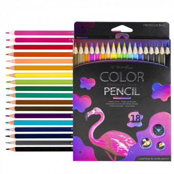Набор цветных карандашей 18цв., "Неоновые животные" заточенные, трехгранные, европодвес. Yalong/YL221031-18 Набор цветных карандашей 18цв., "Неоновые животные" заточенные, трехгранные, европодвес. Yalong/YL221031-18