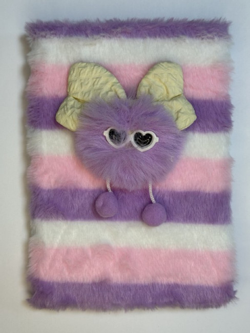 Блокнот детский А5 80л клетка "Пушистик", меховая обложка с апликацией, MAG-1655