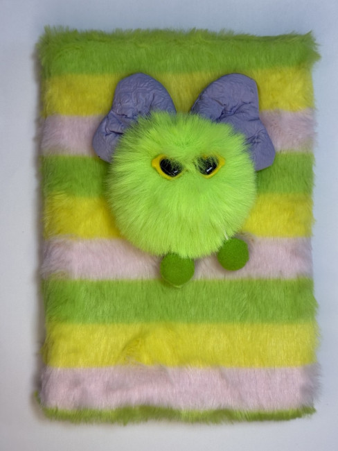 Блокнот детский А5 80л клетка "Пушистик", меховая обложка с апликацией, MAG-1655