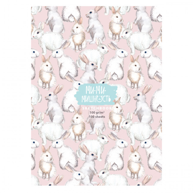 Скетчбук А5 переплёт твёрдый 100л. "Ми-ми-мишность" ламинация матовая, белый блок ВG (7/14)