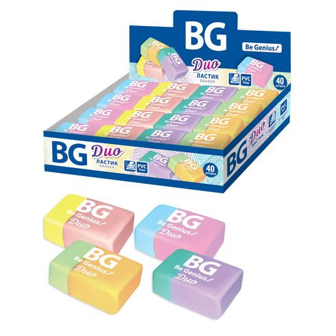Ластик "DUO", прямоугольный, термопластичная резина, 32х21х12 мм BG (40)