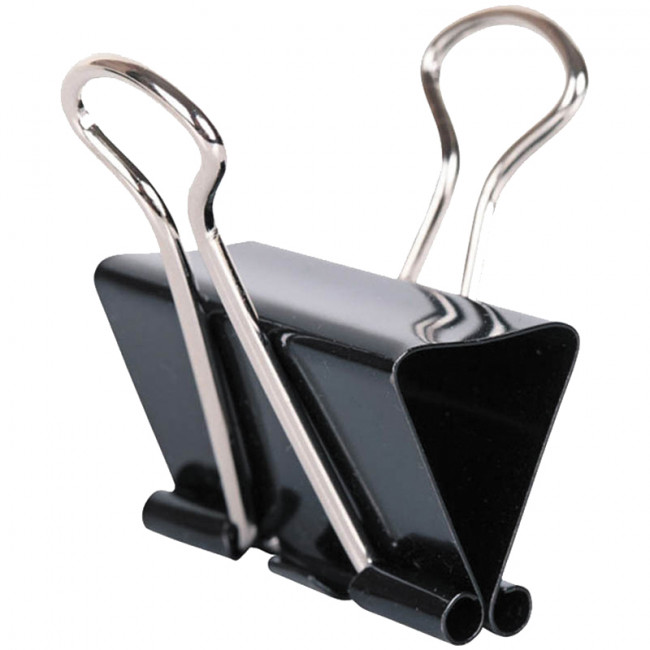 Зажимы для бумаг 25мм, 12шт., черные (Спейс) (Китай) (12)