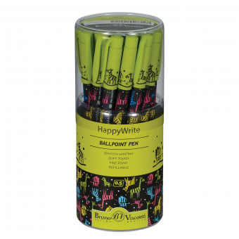 Ручка шариковая 0,5мм синяя "HappyClick. Разноцветные зебры", BV/20-0215/39 (24)