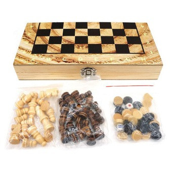 Набор деревянный 3 в 1. Шахматы, шашки, нарды (30 х 30) Asmar