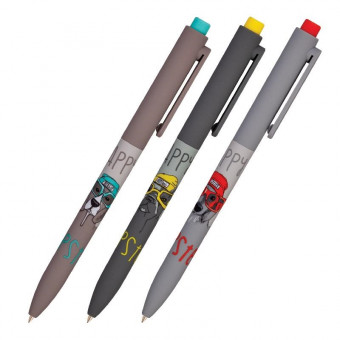 Ручка автоматическая 0,7мм синяя "FunClick. Псы на стиле", BV/20-0297/08 (27)