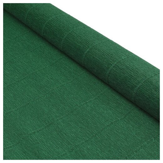 Гофрированная бумага плотная (флористическая 50мм х 250 мм,120 г/м2), хвойно-зелёная, ШК