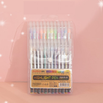 Набор гелевых ручек, 1,0мм 24цв с блёстками, ZUIXUA/HG6120-24