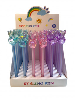 Ручка шариковая синяя Магистр "Ушки", прозрачный пластиковый корпус (36)