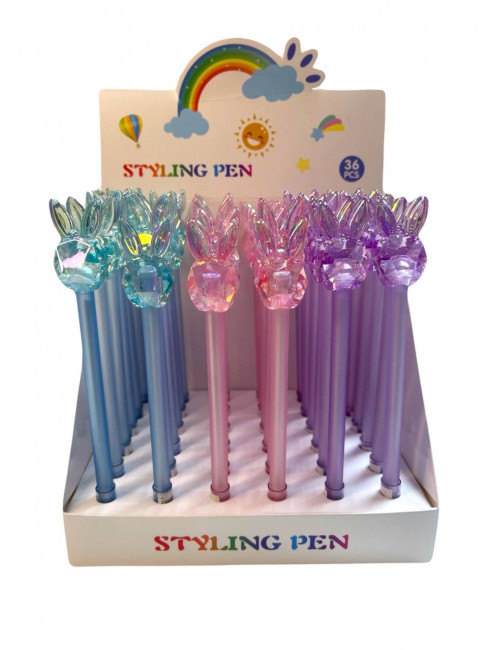 Ручка шариковая синяя Магистр "Ушки", прозрачный пластиковый корпус (36)