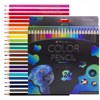 Набор цветных карандашей 24цв., "Неоновые животные" заточенные, трехгранные, европодвес. Yalong/YL221031-24 Набор цветных карандашей 24цв., "Неоновые животные" заточенные, трехгранные, европодвес. Yalong/YL221031-24